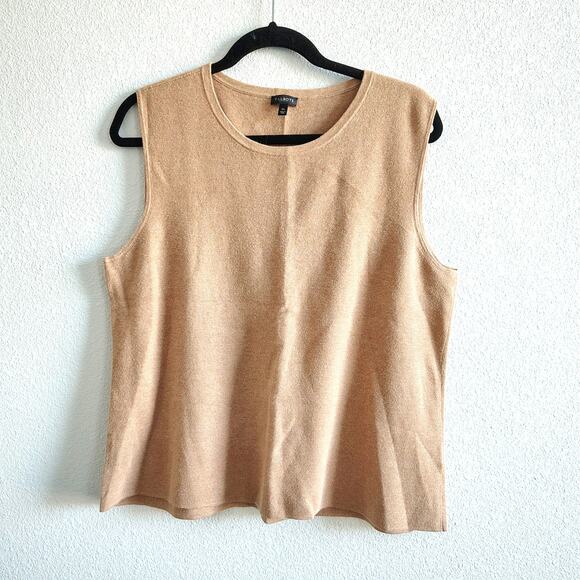 Talbots Womens Size XL Oatmeal Tan Sleeveless Tank Top Shirt Soft Work Wear - Picture 1 of 6